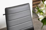 thumbnail of Set aus 4 Stühlen mit hoher Rückenlehne, gepolstertem Sitz aus Kunstleder, elegant und komfortabel,für Küche, Esszimmer, Bar, Restaurant–Lidia–Grau