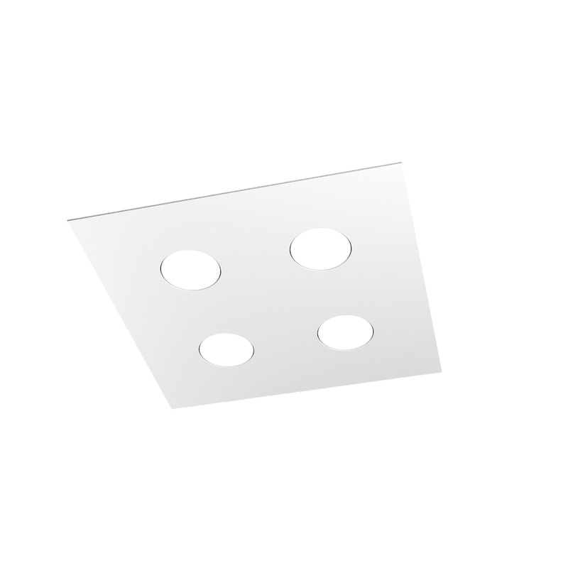 Luminária de teto quadrada Toplight de 4 luzes Area com luminária GX53, estrutura branca, design moderno 40x40x3cm