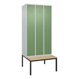 thumbnail of C+P Spind Classic PLUS, Buche untergebaute Sitzbank 3 Abteile, HxBxT 212x90x82cm, Zylinderschloss, Hellgrau/Resedagrün von PROREGAL