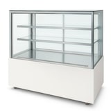 thumbnail of Romux® Kühlvitrine für Konditorei Quadratisch Standgerät 2 Böden Weiß 520 Liter Umluftkühlung | Kühlvitrine Gerade Glasscheiben