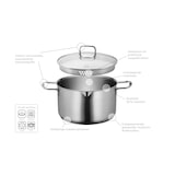 thumbnail of MÄSER Kochtopf 20 cm mit Glasdeckel, Edelstahl 18/10, Sanvito