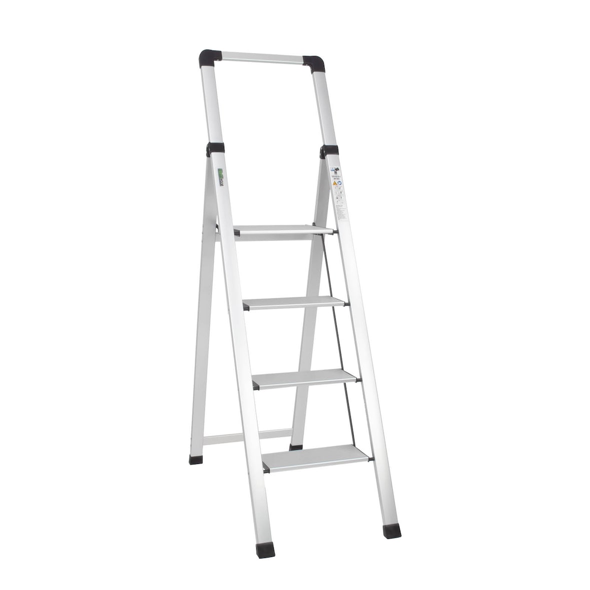 Alu Trittleiter 4-stufig silber klappbar mit Handlauf bis 150 kg Leiter