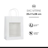 thumbnail of Saco de loja com janela kraft branco com pegas torcidas 22+11×28 cm por 240 - Gimex