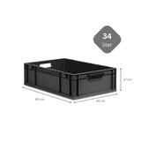 thumbnail of PROREGAL SuperSparSet 10x Eurobox NextGen Grip mit Scharnierdeckel & grünen Verschlüssen, HxBxT 17x40x60cm, 34L, Schwarz, Griffe offen, Eurobehälter