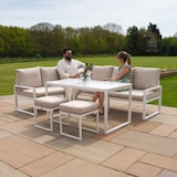 thumbnail of Aluminium 5-teiliges Ecksofa-Set mit schwarzer Rattan-Aufbewahrungsbox - Weiß
