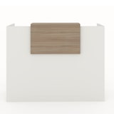 thumbnail of Oficit. Mostrador de recepción y oficina, blanco con sobremostrador olmo. Fácil de montar. Fabricado en España. Medidas: 140x50x105(an x fon x alt)