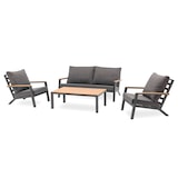 thumbnail of Salon de jardin 5 pl en alu anthracite et plateau composite effet bois - KOMMOS