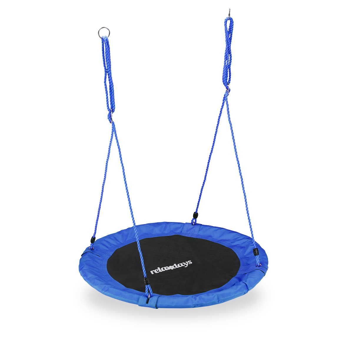 Relaxdays Nestschaukel, rund, für Kinder & Erwachsene, verstellbar, Ø 90 cm, Garten Tellerschaukel, bis 100 kg, blau