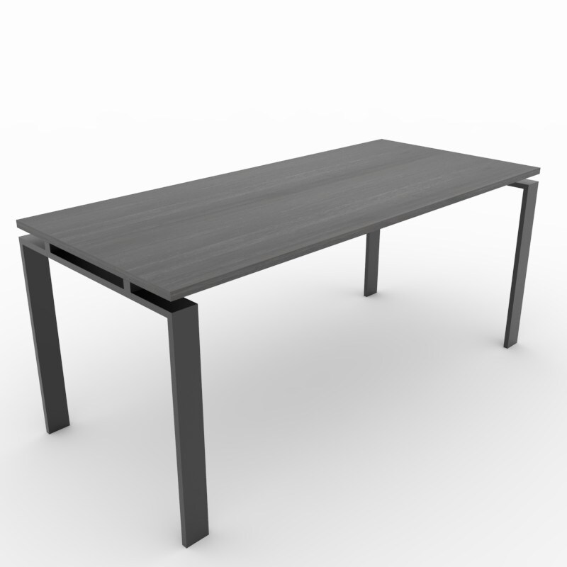 Oficit. Mesa de oficina y hogar. Estructura Marco Abierto negro, con tablero roble azabache. Fabricado en España. Medidas: 180x80cm (largo x ancho)