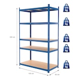 thumbnail of ECD Germany Werkstattregal Schwerlastregal 200x100x60 cm Blau aus pulverbeschichtem Metall mit 5 Böden aus MDF Holz belastbar bis 875kg Lagerregal
