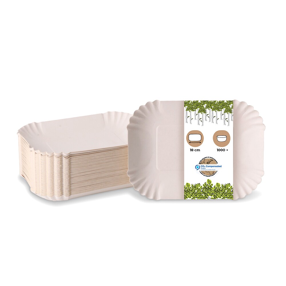 BIOZOYG 1000 Stück Einwegschalen 18 x 13 x 3 cm, weiß, Pappschalen, Kartonschiffchen für Fingerfood, Pommes, Snacks und Currywurst, nachhaltig