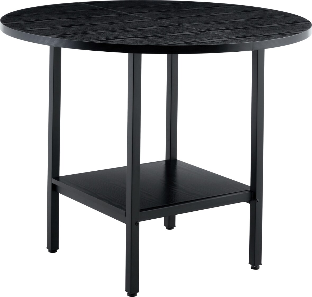 Esstisch MDF und Metall Schwarz Ø100x77 cm, rund mit Stauraumablage, für 4–6 Personen