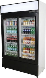 thumbnail of Romux® Glastürkühlschrank MA 600 Liter 2 Türen Glasschiebe | Professioneller Getränkekühlschrank mit Glastür & LED