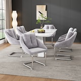 thumbnail of Esszimmerstuhl 2er Set Samt Grau 82x59x65 cm mit Drehfunktion Kissen Metallgestell ergonomisch modern für Wohn und Essbereich