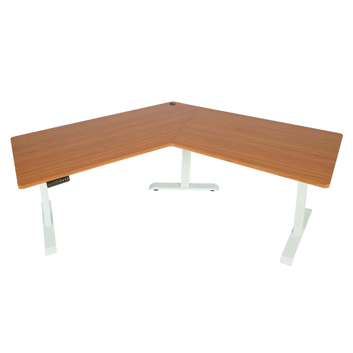 Schreibtisch HWC-D40, Computertisch, 120° elektrisch höhenverstellbar ~ natur, weiß