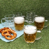 thumbnail of 6x Dublin Bierkrug 400ml mit Relief & Henkel Bierhumpen klar 0,4L aus Glas