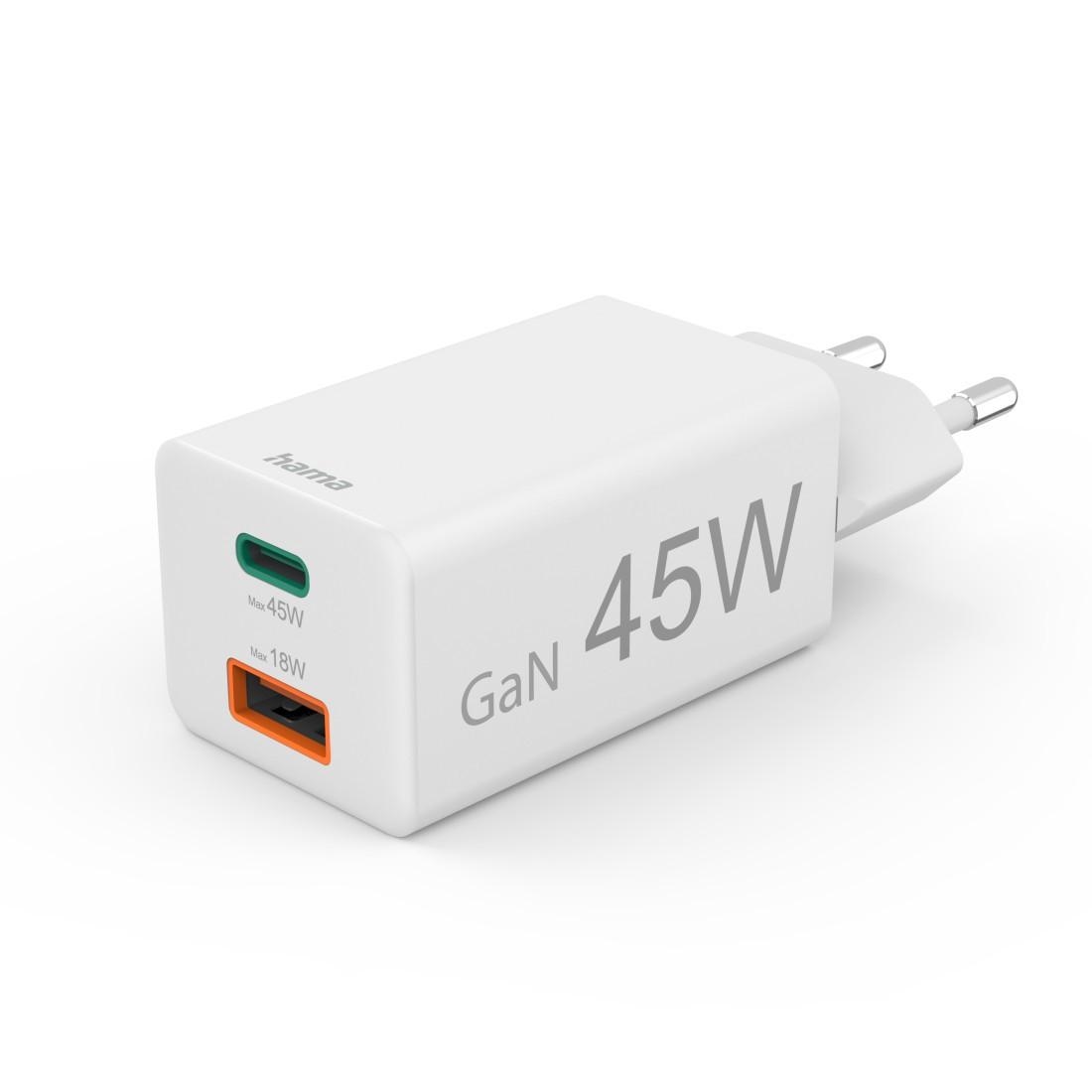 Hama 45W Schnellladegerät USB-C und USB-A, GaN Charger