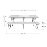thumbnail of SVITA Biertent set 3-delig Houten Klapbare Biertafelset Feesttentgarnituur Natuur 220x50 cm