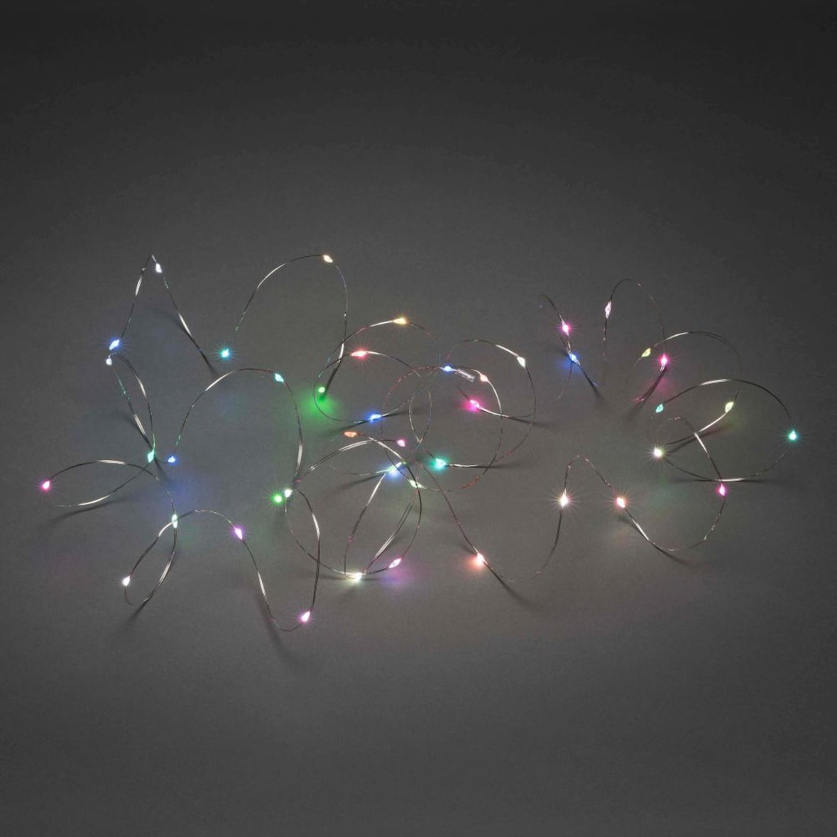 Konstsmide Micro LED Lichterkette, mit langsamem und schnellem Farbwechsel, 100 RGB Dioden, 4.5V Außentrafo, silberfarbener Draht