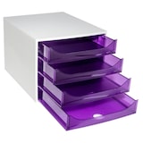 thumbnail of Module ECOBOX 4 tiroirs Linicolor gris/violet transparent