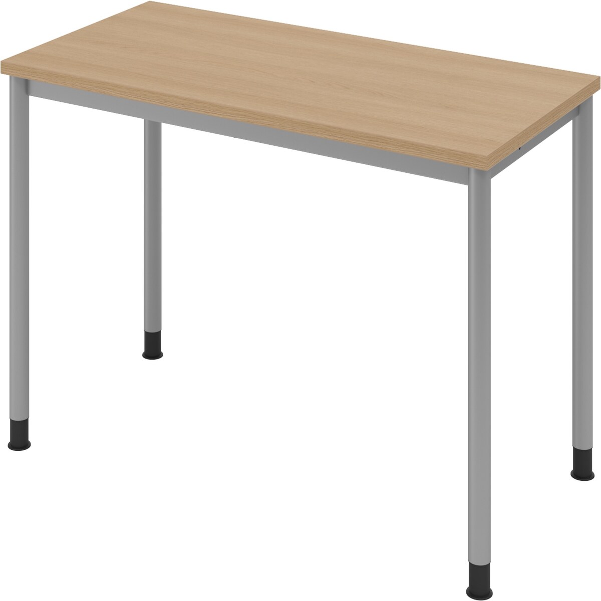 bümö höhenverstellbarer Schreibtisch H-Serie 160x80 cm in Eiche, Gestell in Silber - PC Tisch für's Büro manuell höhenverstellbar, Computertisch