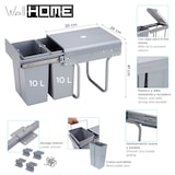 thumbnail of WellHome - Cubos de Basura bajo Fregadero con fijación Inferior para Cocina 2x10L, Extracción manual