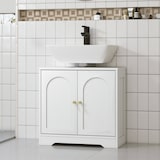 thumbnail of HOMCOM mueble bajo lavabo mueble de baño con 2 puertas con diseño de arco estante ajustable tiradores dorados 60x30x65 cm blanco
