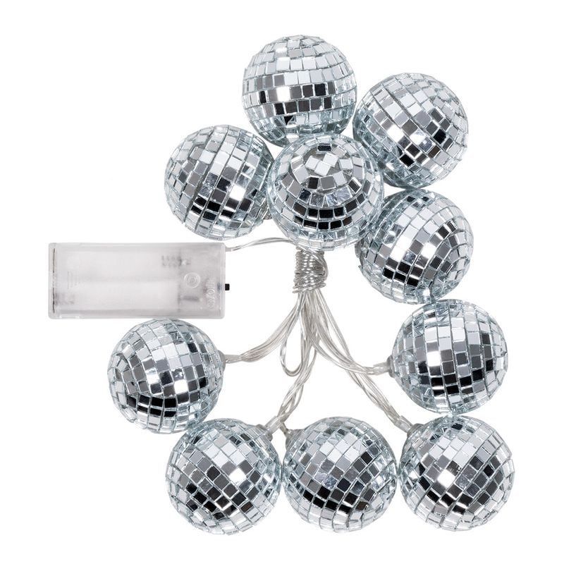 LED Lichterkette Discokugel silber