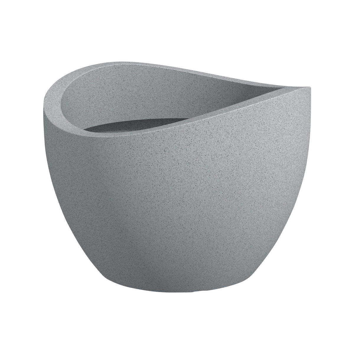 Scheurich Wave Globe 30, bac à plantes/pot à fleurs, cylindrique, coloris: Stony Grey, fabriqué avec du plastique recyclé, pour l’extérieur