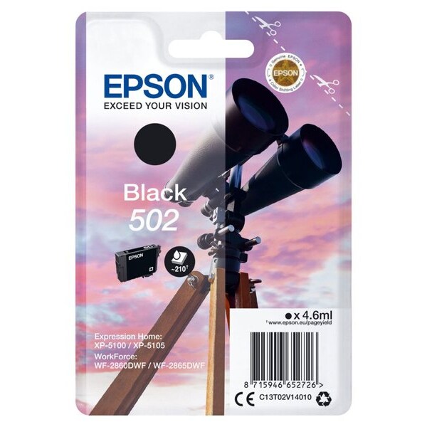 Cartuccia originale Epson 502 Nero - C13T02V14010 Ml-4.6Pag-210