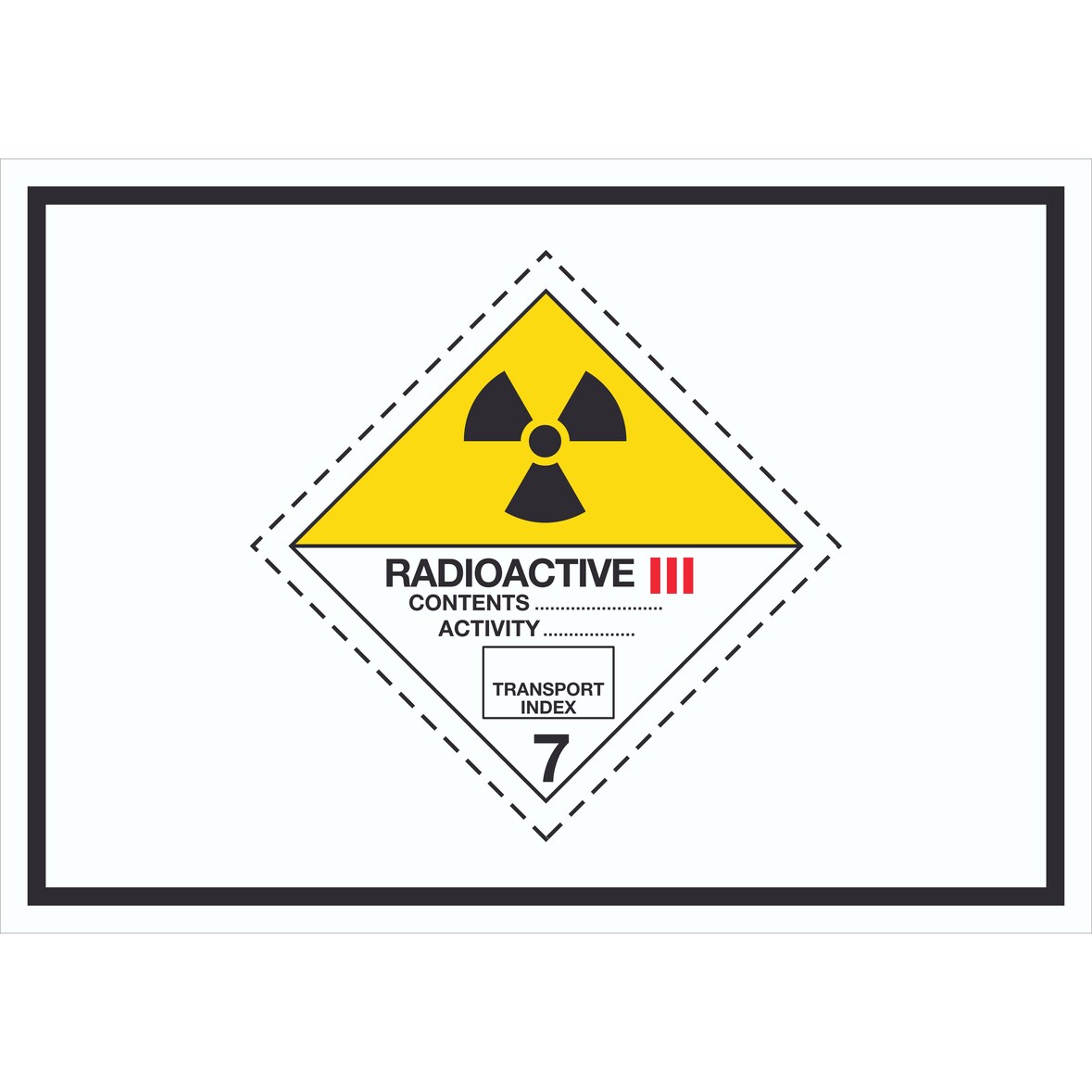 Schild radioaktive Stoffe Radioactive Symbol III-GELB A6 Rückseite selbstklebend