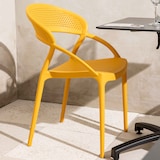 thumbnail of Lot de 4 chaises de terrasse jaune moutarde