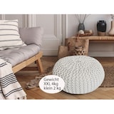 thumbnail of Strickhocker XXL Pouf Ø55 H37cm Bodenkissen Sitzpouf Baumwolle nachhaltig : weiß