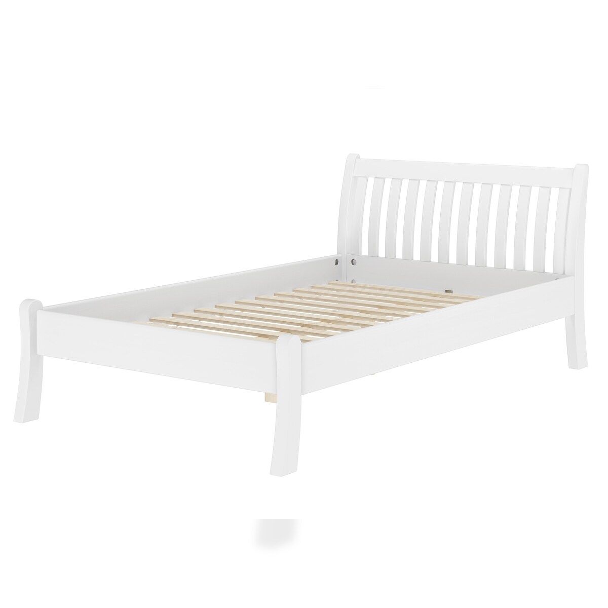 Erst-Holz Weißes, breites Einzelbett 120x200 Kiefer massiv V-60.61W-12 Rollrost inkl.