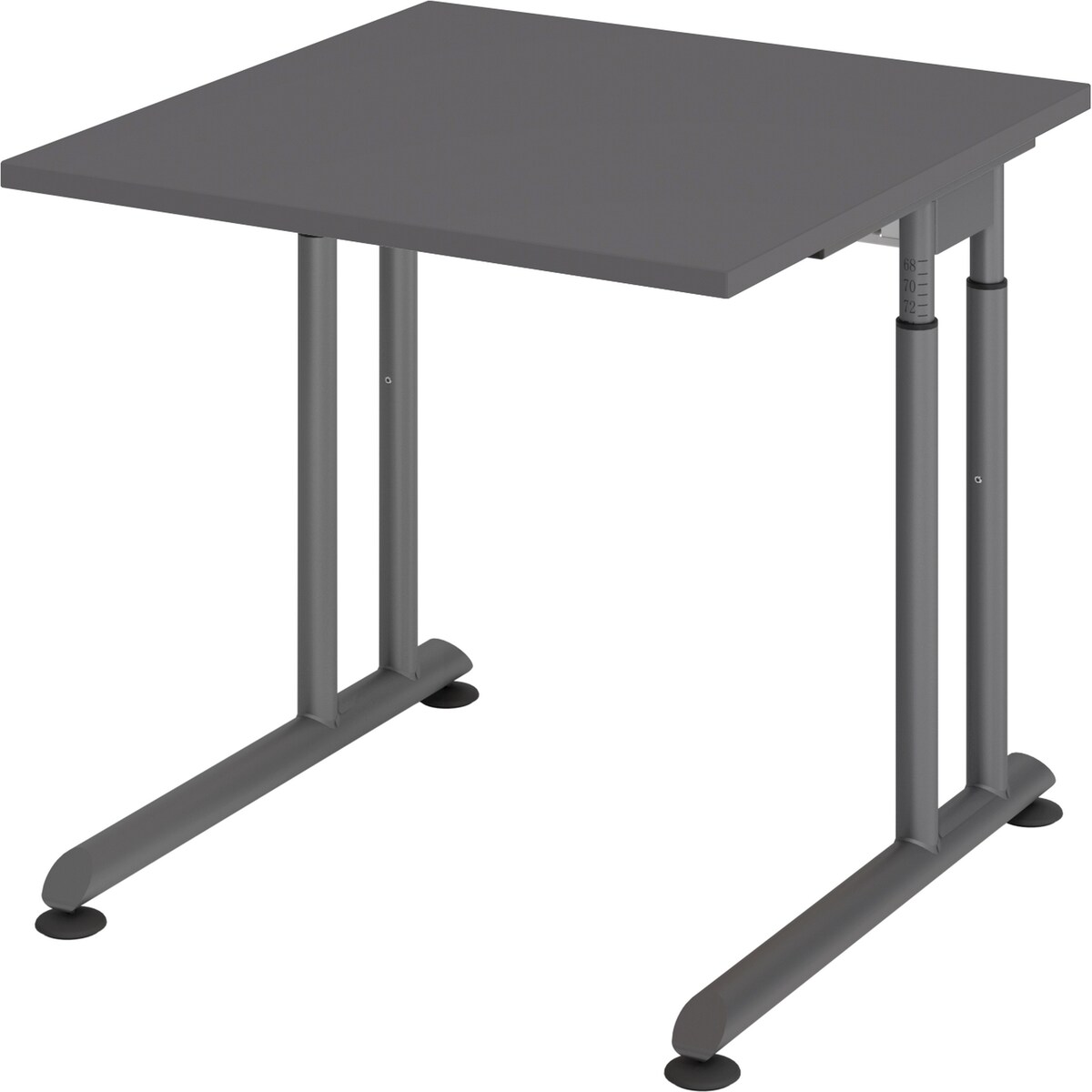 bümö höhenverstellbarer Schreibtisch Z-Serie 80x80 cm in graphit, Gestell in Graphit - PC Tisch klein für's Büro manuell höhenverstellbar,