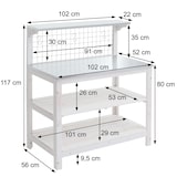 thumbnail of Mesa de plantación HWC-N55, mesa de jardinería, mesa para flores, estante para plantas, madera galvanizada certificada FSC®, 117x102x56cm ~ blanco
