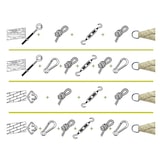 thumbnail of Kit de fixation, 2 tendeurs, 2 pitons à visser, 2 pontets sur platine, 2 mousquetons, corde en nylon