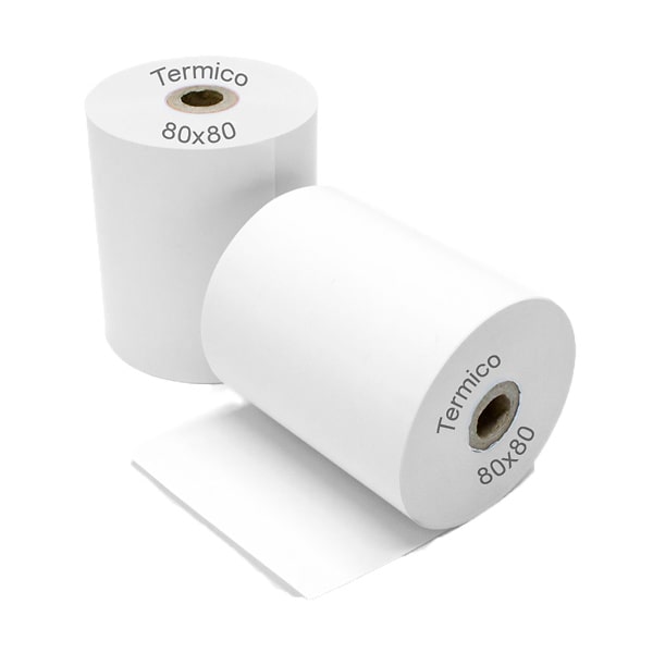 Rollo papel térmico TPV 80mm ancho x 80 metros largo. Caja 60 uds.