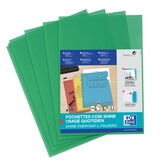 thumbnail of Lot de 50 Sachet de 10 pochettes coin Shine A4, en polypro lisse coloris vert