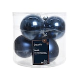 thumbnail of 6 Weihnachtskugeln 8cm Glas Christbaumkugeln Weihnachtsbaumkugeln dunkelblau