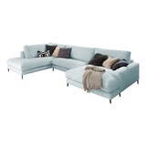 thumbnail of KAWOLA Sofa CARA Wohnlandschaft U-Form Cord hellblau Longchair rechts