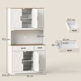 thumbnail of HOMCOM alacena de cocina alta, con 6 puertas, encimera para microondas, 2 cajones, estantes ajustables, orificio para cable, 94x39,5x175,2 cm, blanco