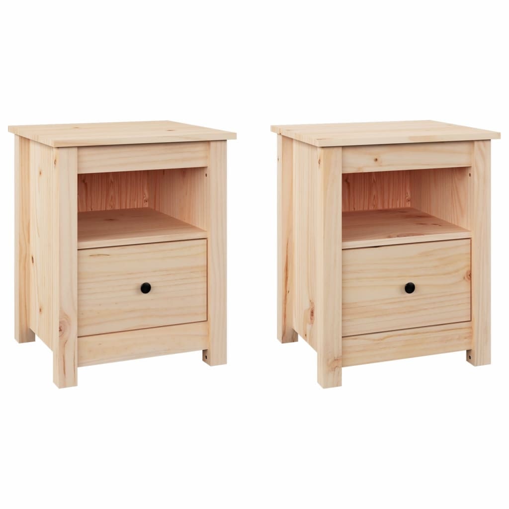 Mesitas de noche 2 uds madera maciza de pino 40x35x49 cm