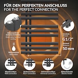 thumbnail of Badheizkörper Mittelanschluss 500x1600 mm Anthrazit mit Universal Anschlussgarnitur