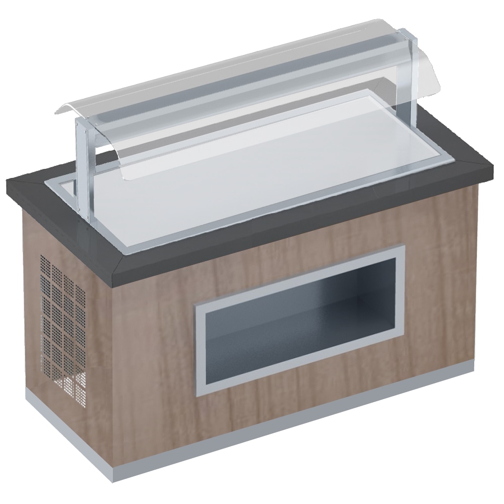 Koud buffet met gladde plate en beschermend scherm 4 gn 1/1-20 afwerking nm - 1650x850x1320 mm - 494 W 230/1V - 11148NM1 Eurast