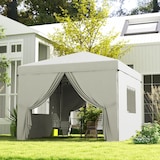 thumbnail of Carpa plegable pop-up 3x3 m cenador de jardín con 4 paredes laterales 2 ventanas de malla altura ajustable bolsa de transporte impermeable y anti-UV