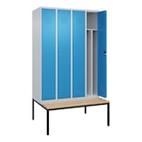 thumbnail of C+P Spind Classic PLUS, Buche untergebaute Sitzbank 4 Abteile, HxBxT 212x120x82cm, Zylinderschloss, Hellgrau/Lichtblau von PROREGAL