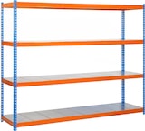 thumbnail of SimonRack Estante industrial, 2000x1800x600 mm, 600 kg no ponto de flexão, 4 prateleiras metálicas, Azul/Laranja/Galvanizado- Simonforte