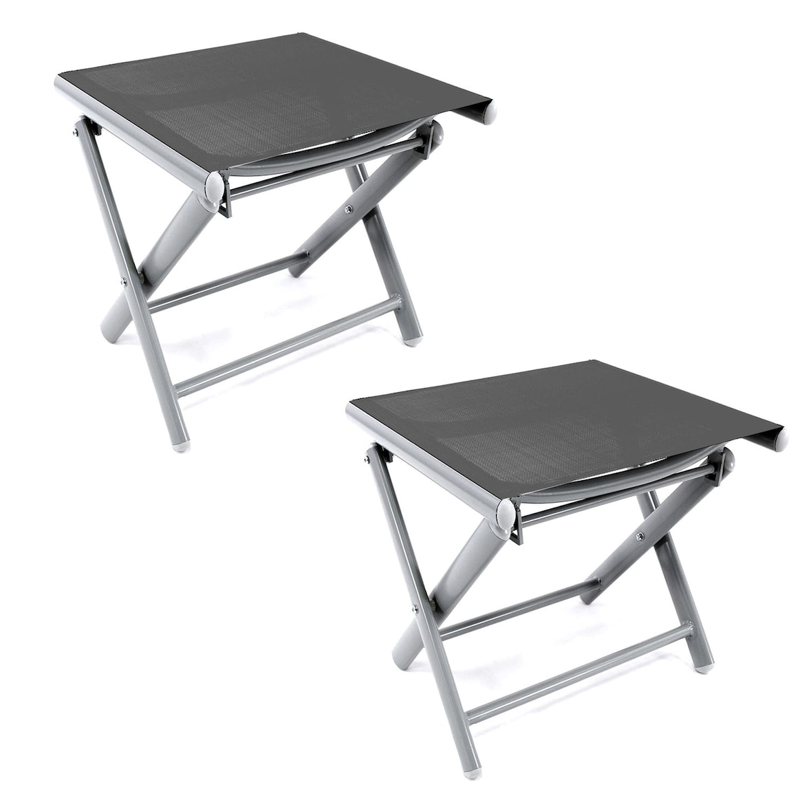 2er Garten Klapphocker Fußhocker Aluminium Textilen Anthrazit