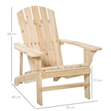 thumbnail of Outsunny silla Adirondack de madera silla de jardín con asiento extra ancho carga 150kg para patio terraza balcón 78x89x88cm natural